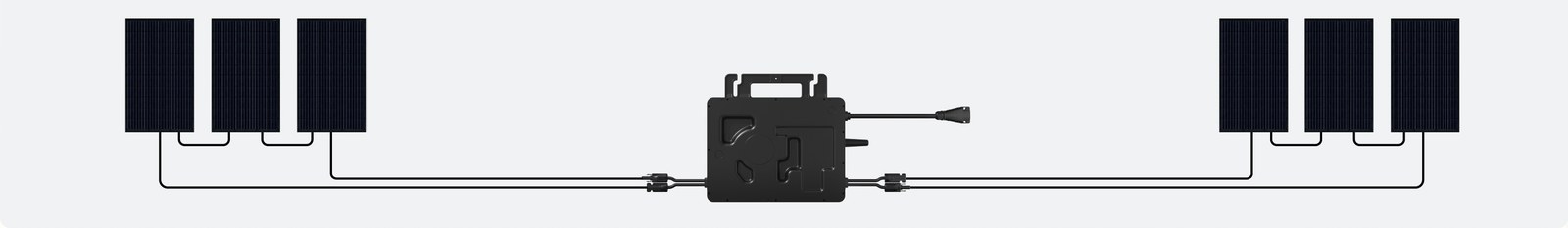 One microinverter connected to two groups of three PV modules