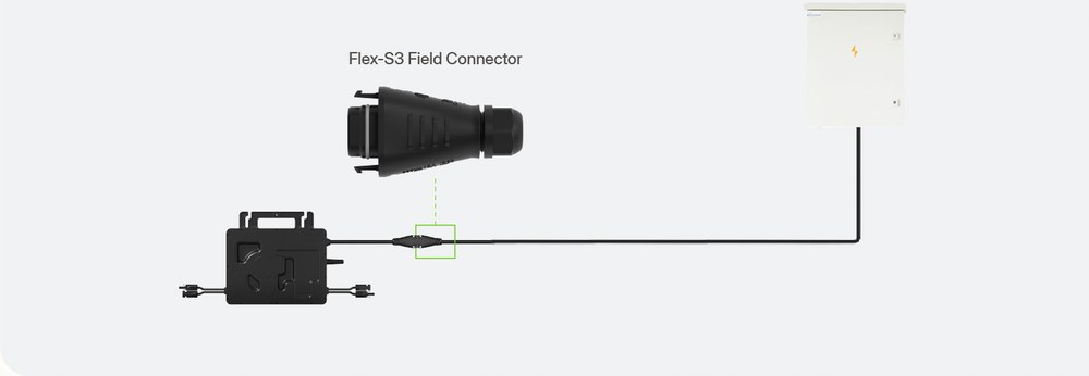 Single microinverter wiring with Flex-S3 field connector